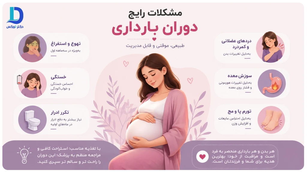 مشکلات رایج دوران بارداری و راهکارهای کنترل آن‌ها | راهنما